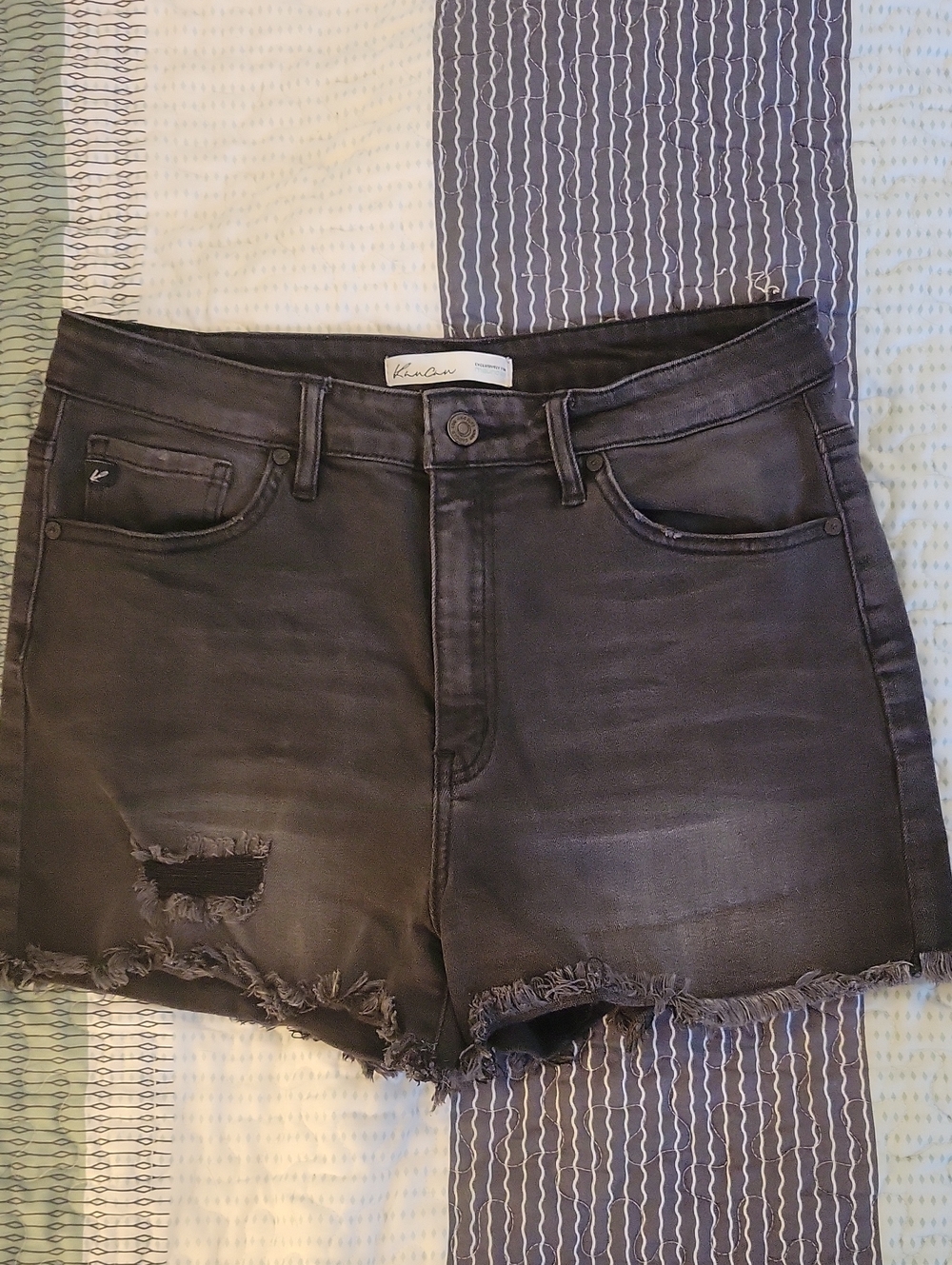 KanCan Black Frayed Distressed Denim Shorts